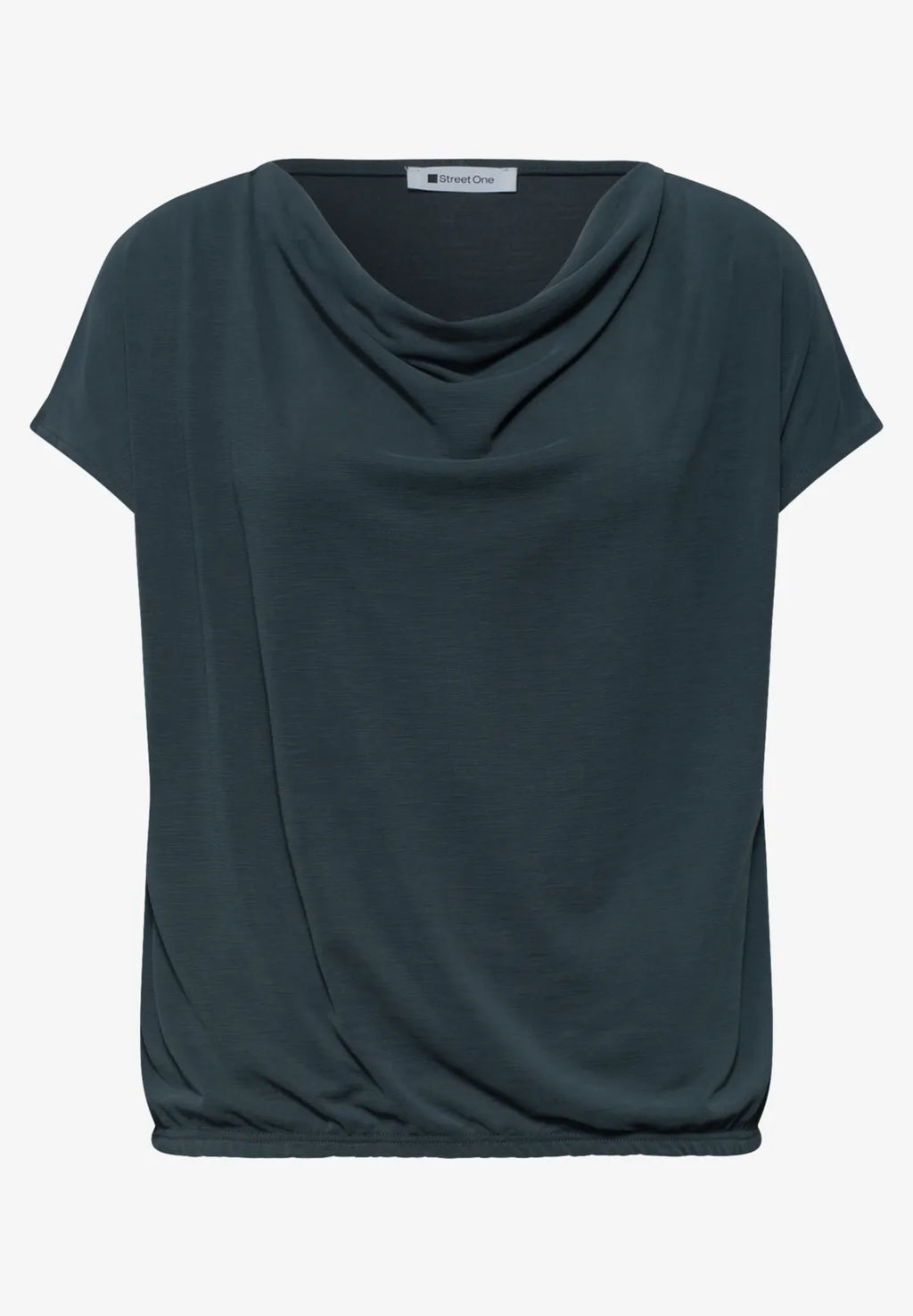 Street One Silk Look Shirt with Waterfall Front - Green.