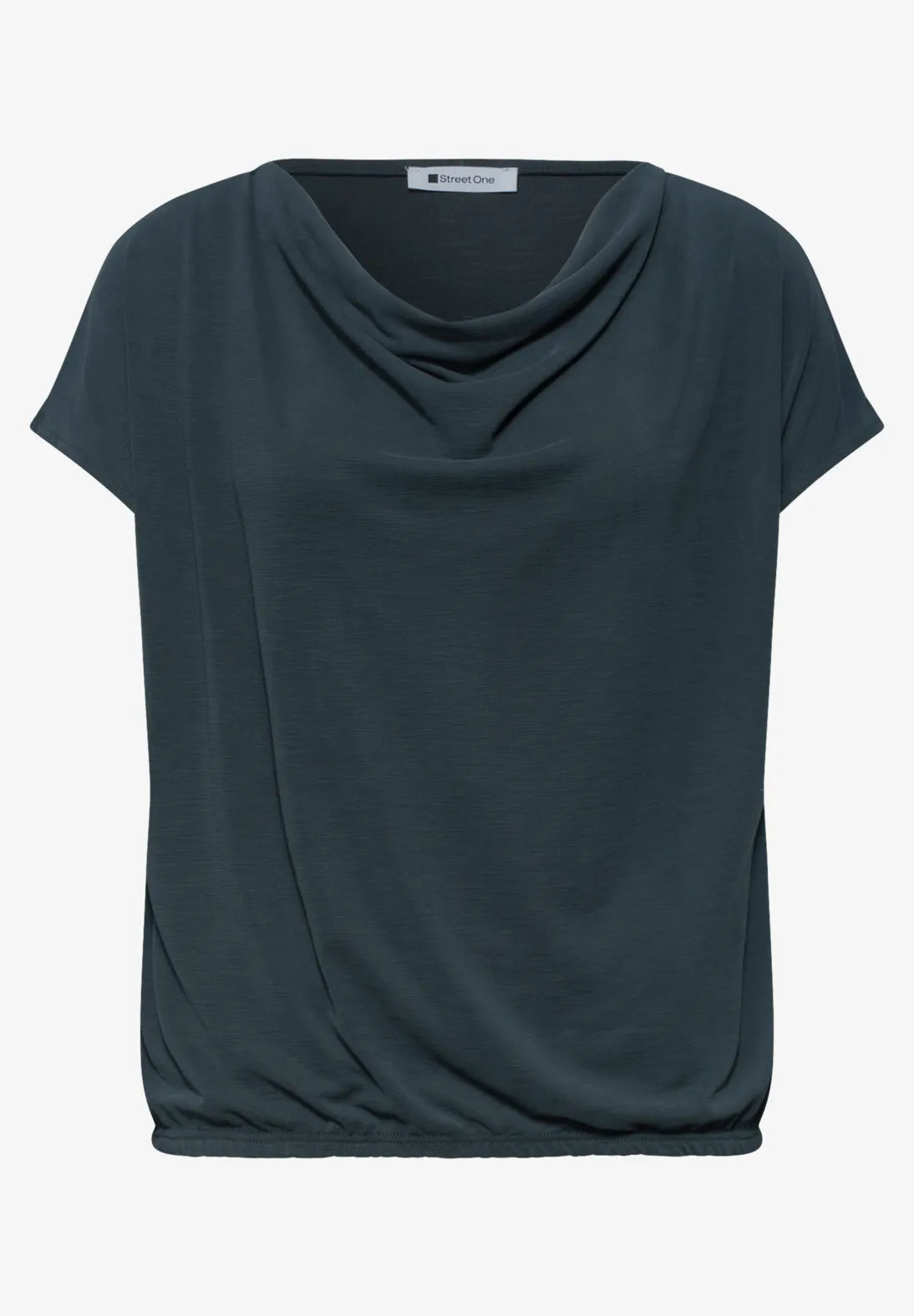 Street One Silk Look Shirt with Waterfall Front - Green.