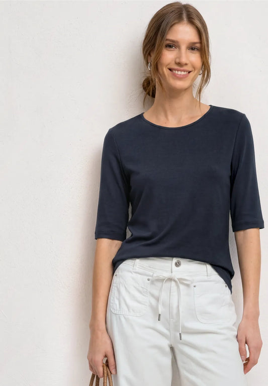 Street One Basic Round Neck T/Shirt - Navy.