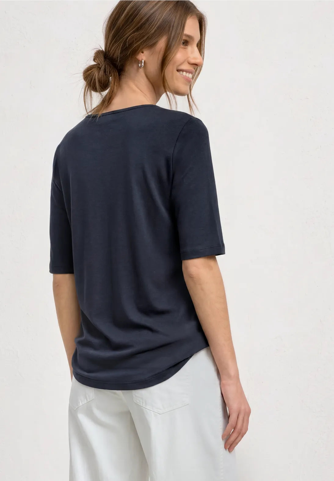 Street One Basic Round Neck T/Shirt - Navy.
