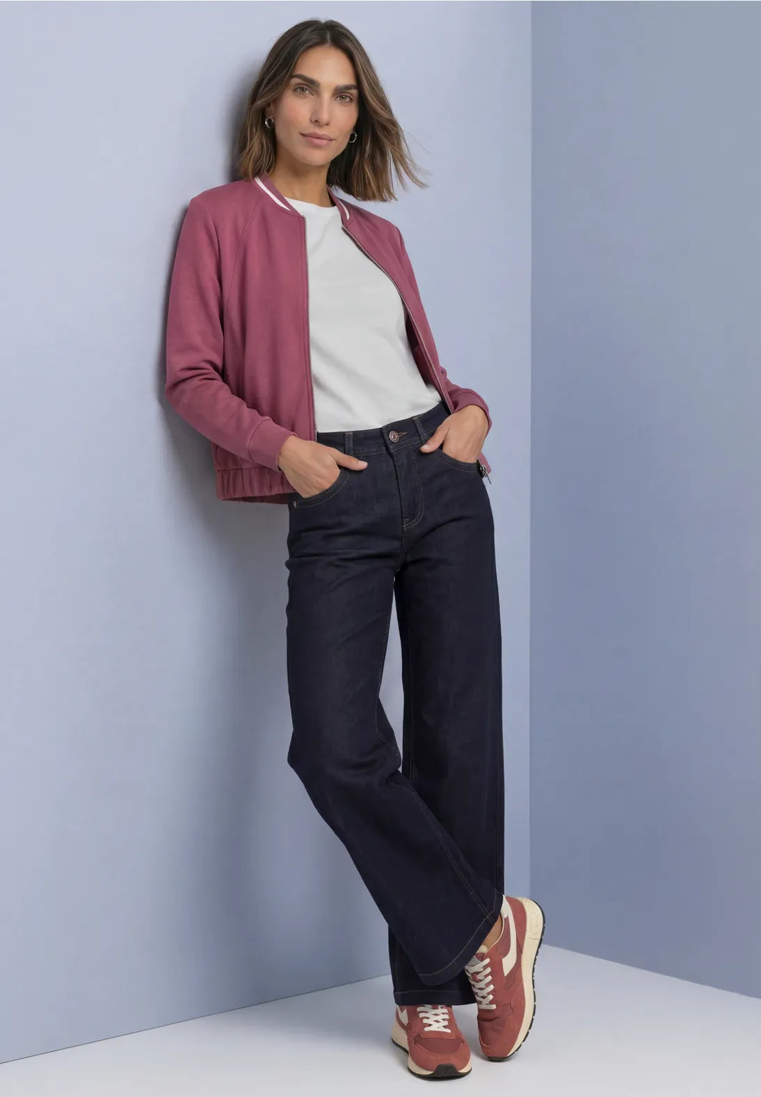 Street One Silk Look Bomber with Zipper - Pink