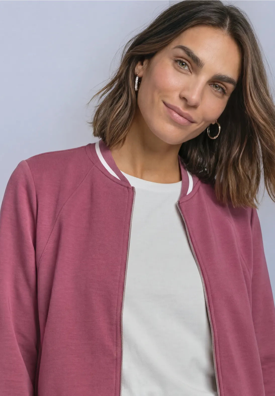 Street One Silk Look Bomber with Zipper - Pink