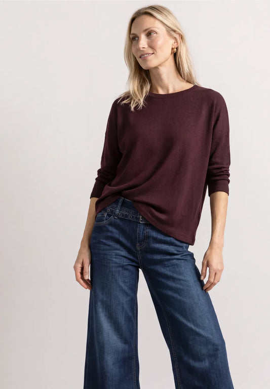 Street One Knit Look Top - Burgundy.