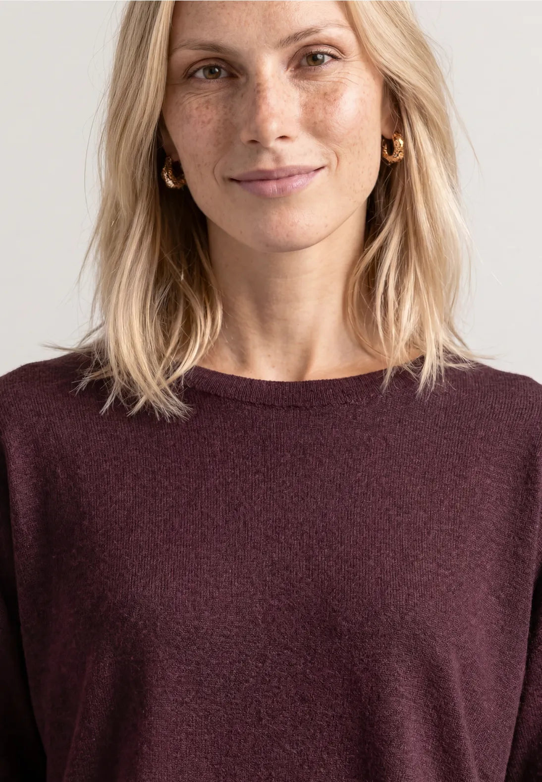 Street One Knit Look Top - Burgundy.