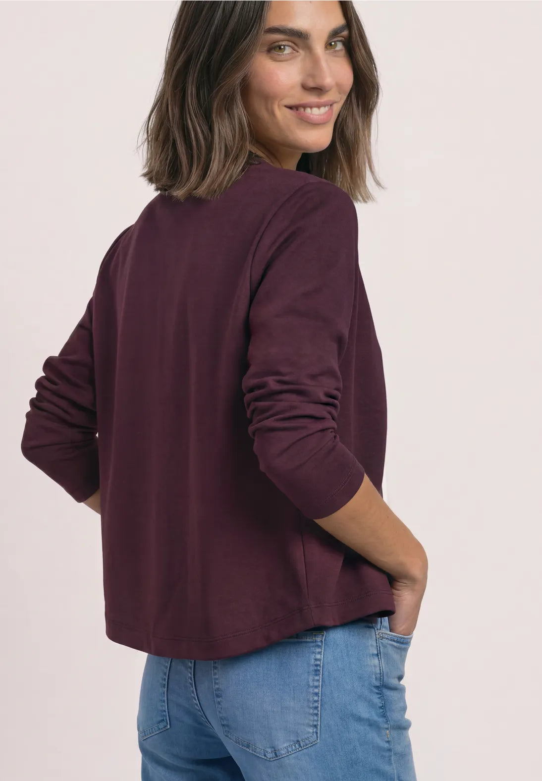 Street One Short Jacket with Deco Buttons - Burgundy.