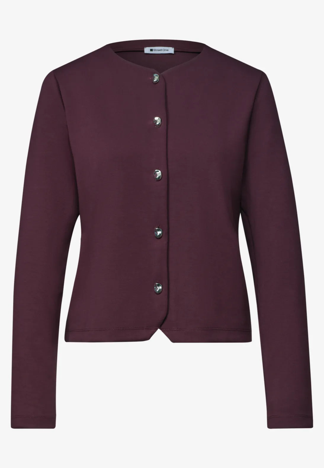 Street One Short Jacket with Deco Buttons - Burgundy.