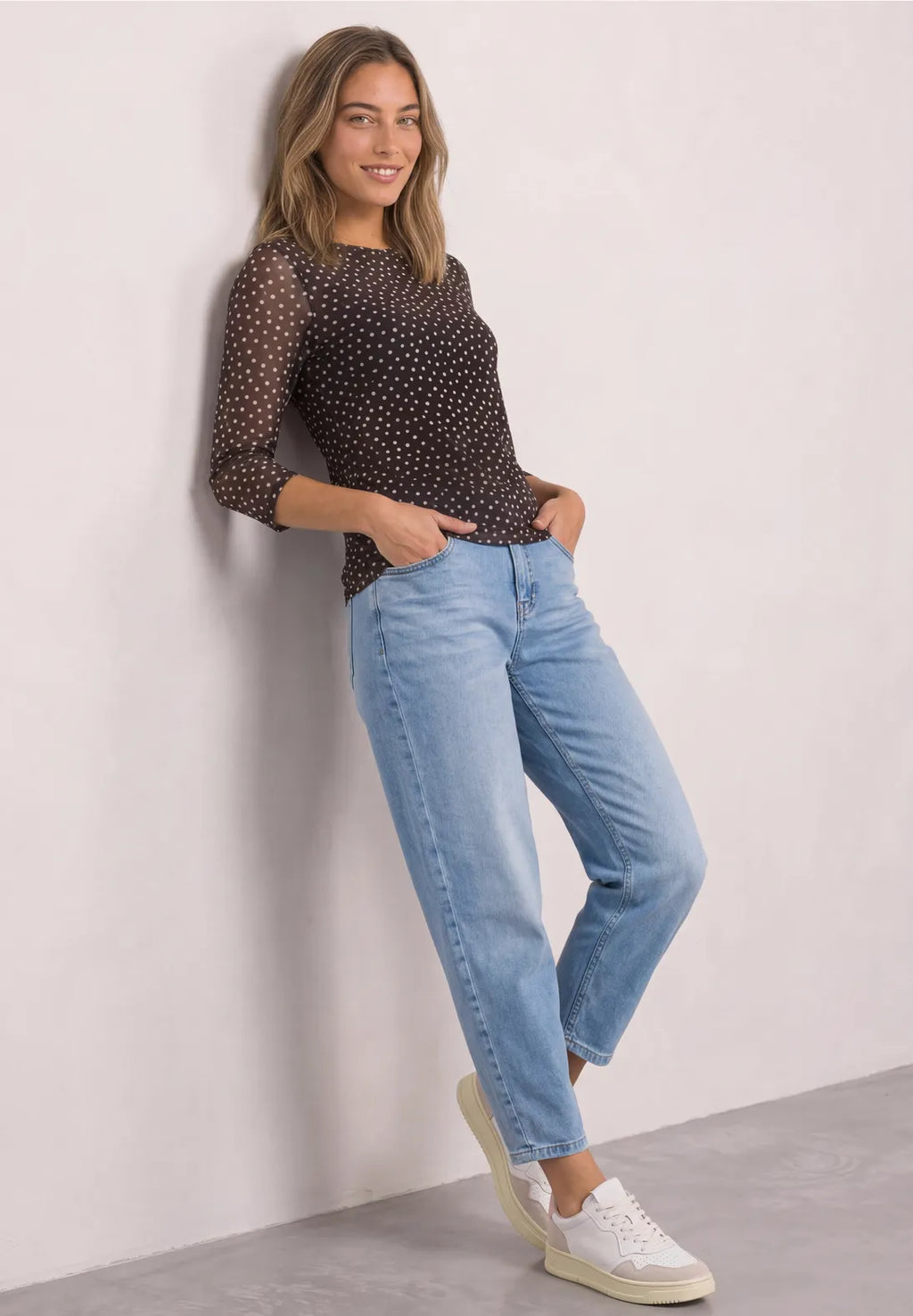 Street One Mesh Top with 3/4 Sleeves.