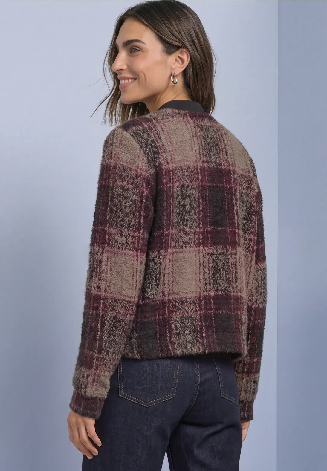 Street One Soft Bomber Check Pattern - Brown/Pink Mix.