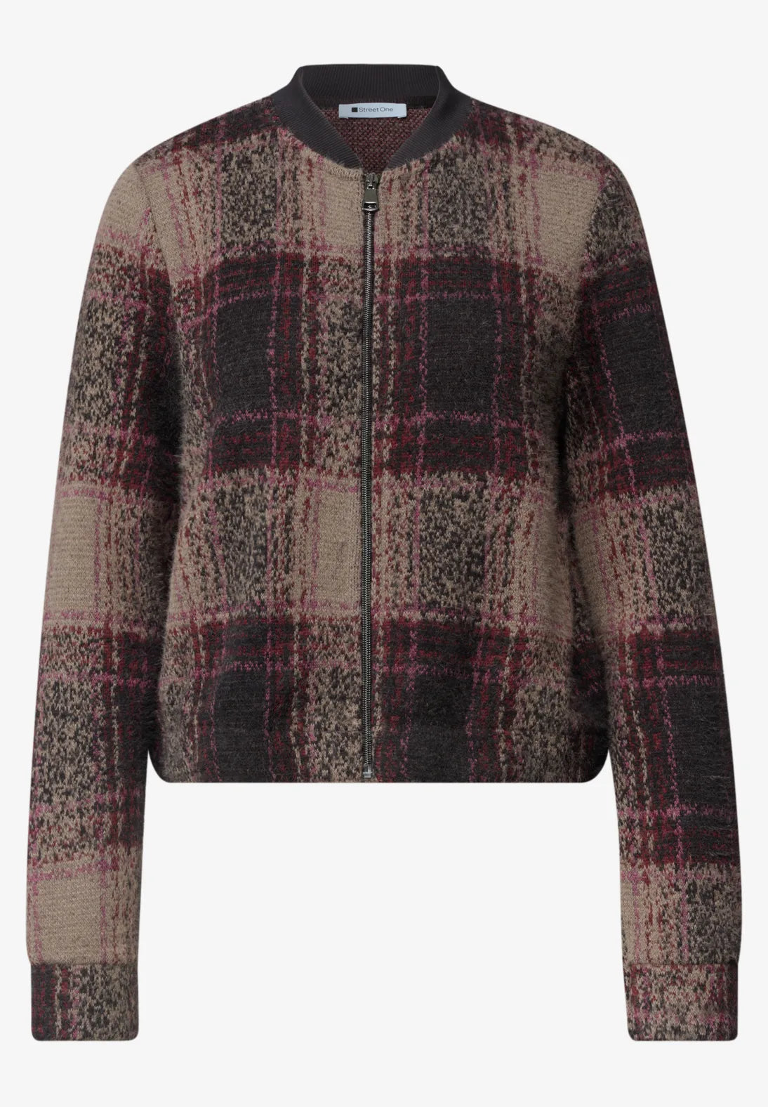 Street One Soft Bomber Check Pattern - Brown/Pink Mix.
