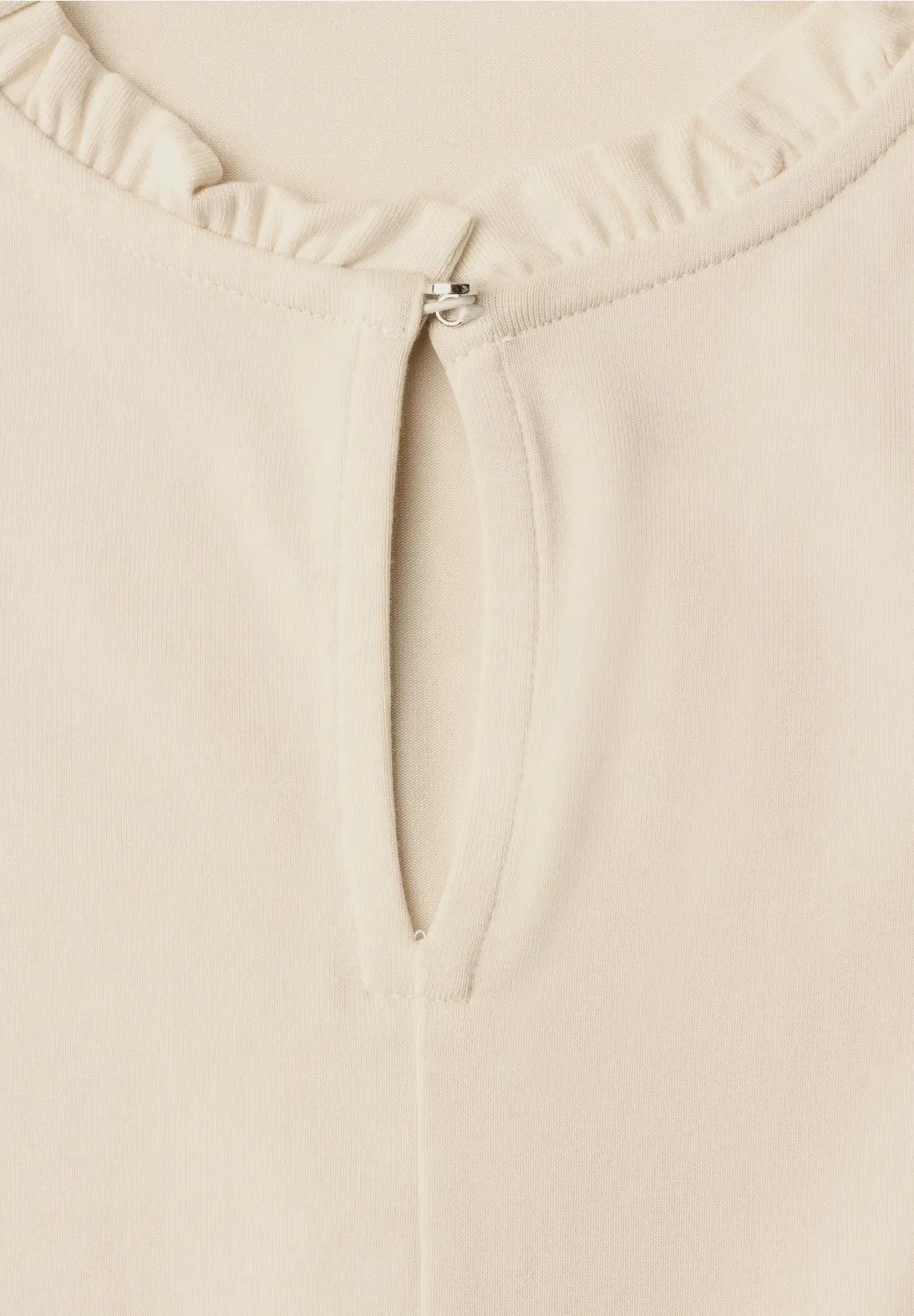 Street One Top with Ruffles & Cut Out Detail - Beige
