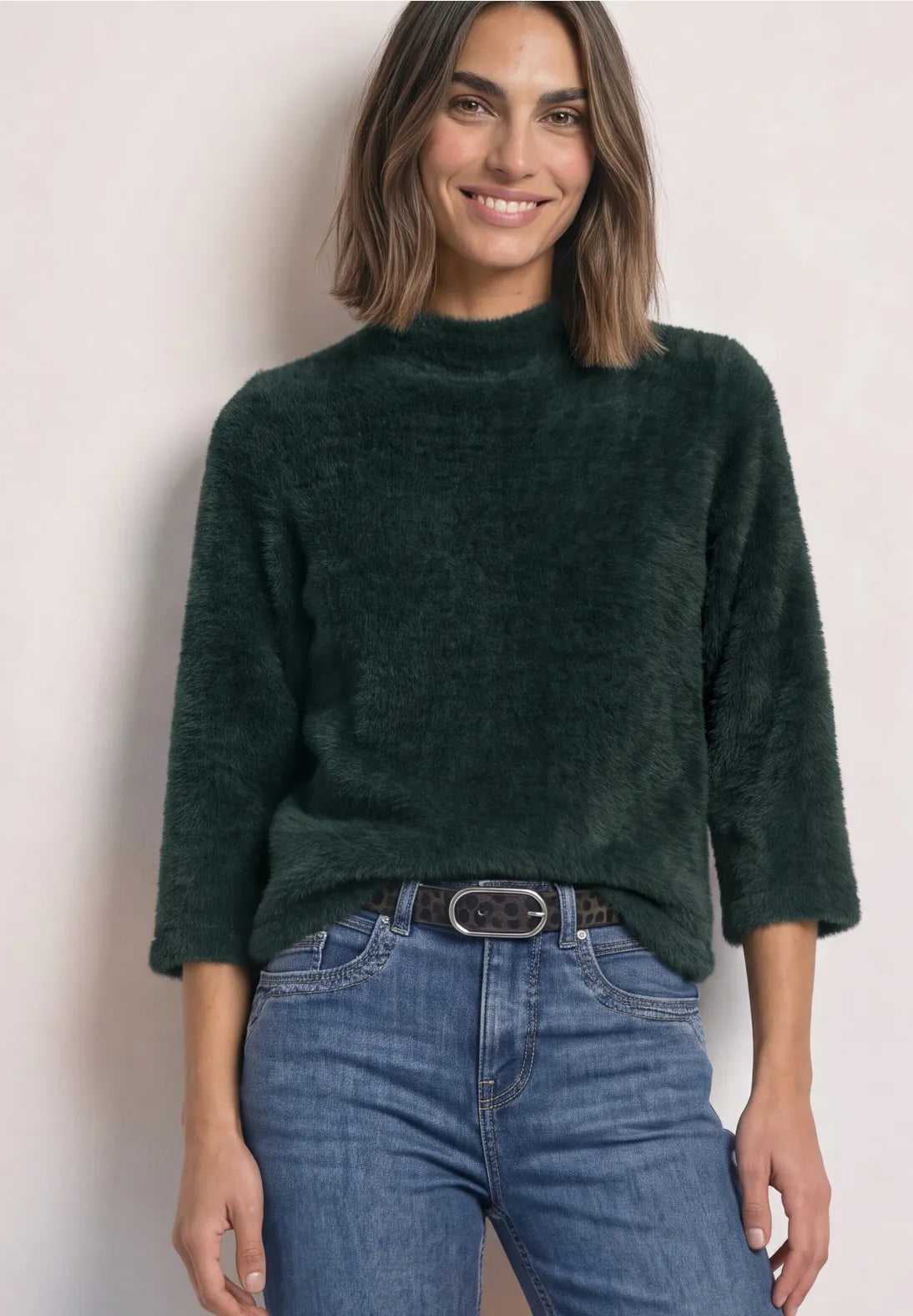 Street One Fluffy Knit with Turtle Neck - Green.