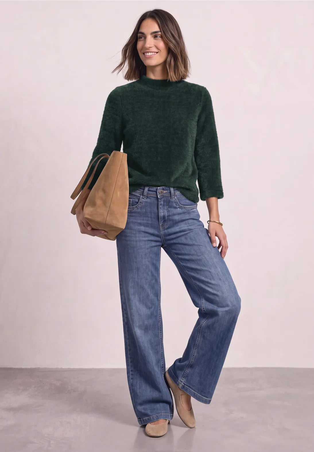 Street One Fluffy Knit with Turtle Neck - Green.