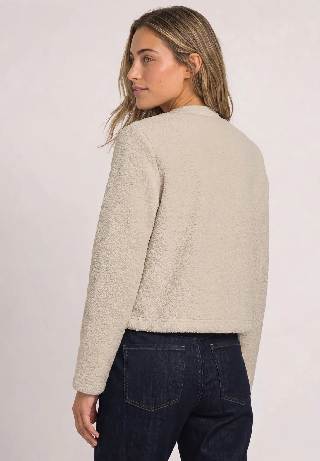 Street One Teddy Jacket with Detail - Cream