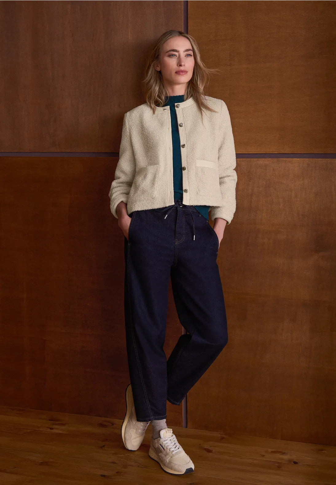 Street One Teddy Jacket with Detail - Cream