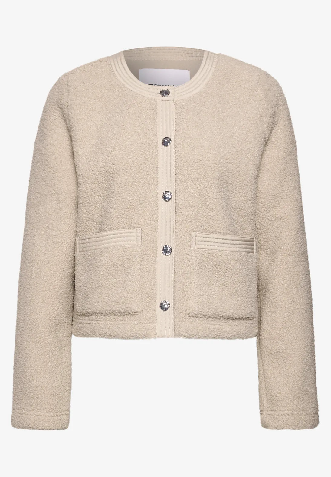 Street One Teddy Jacket with Detail - Cream