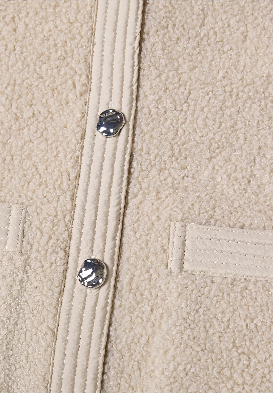 Street One Teddy Jacket with Detail - Cream