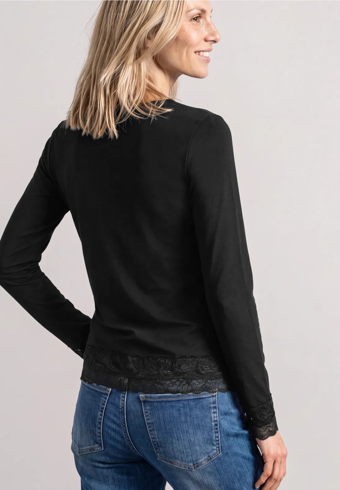Street One Top with Lace Detail - Black.