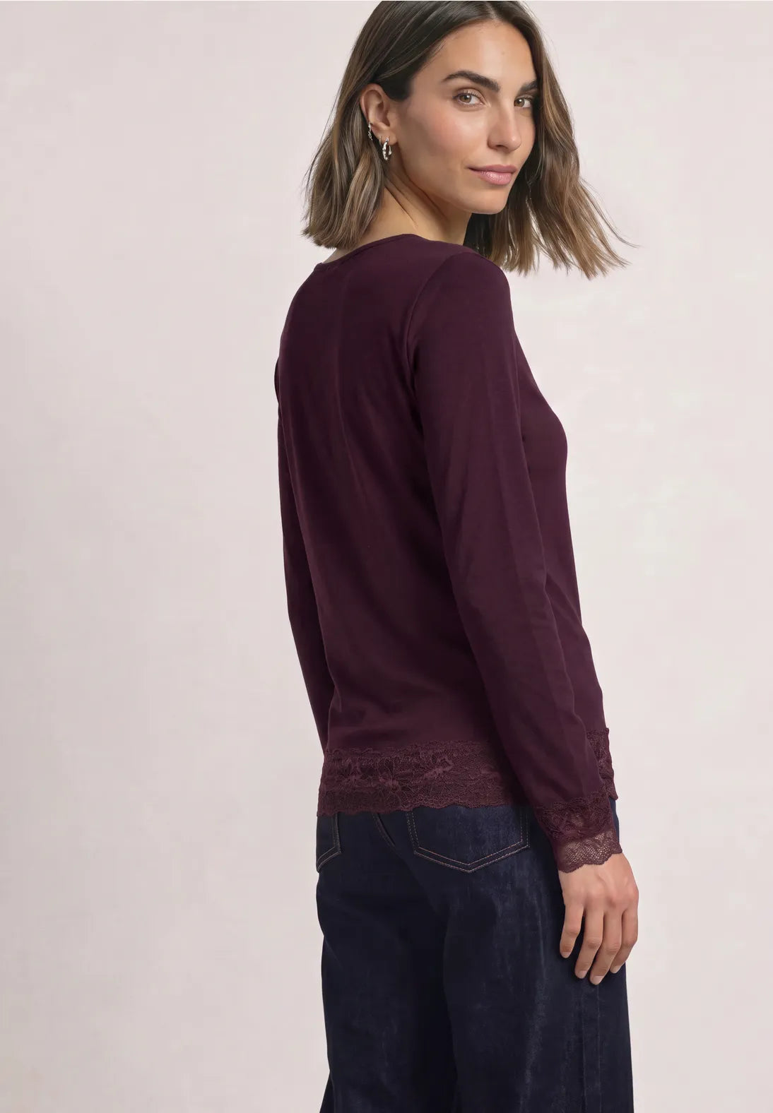 Street One Top with Lace Detail - Burgundy.