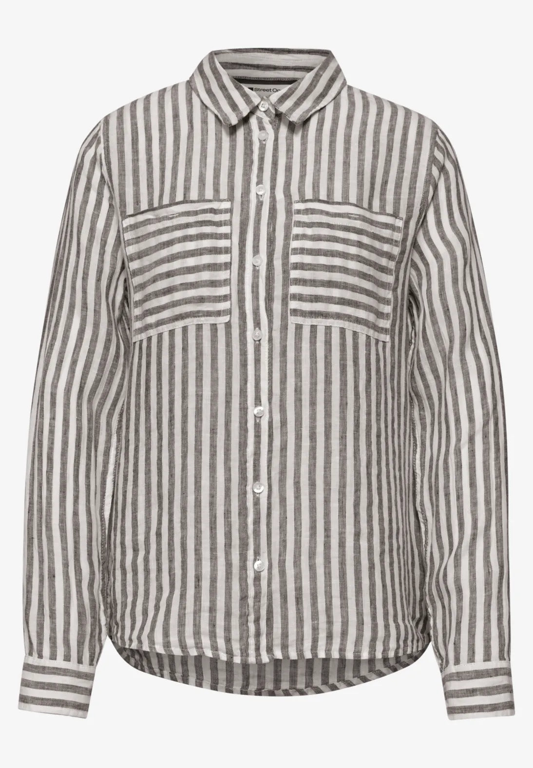 Street One Linen Shirt Blouse - Brown & White Stripe.
