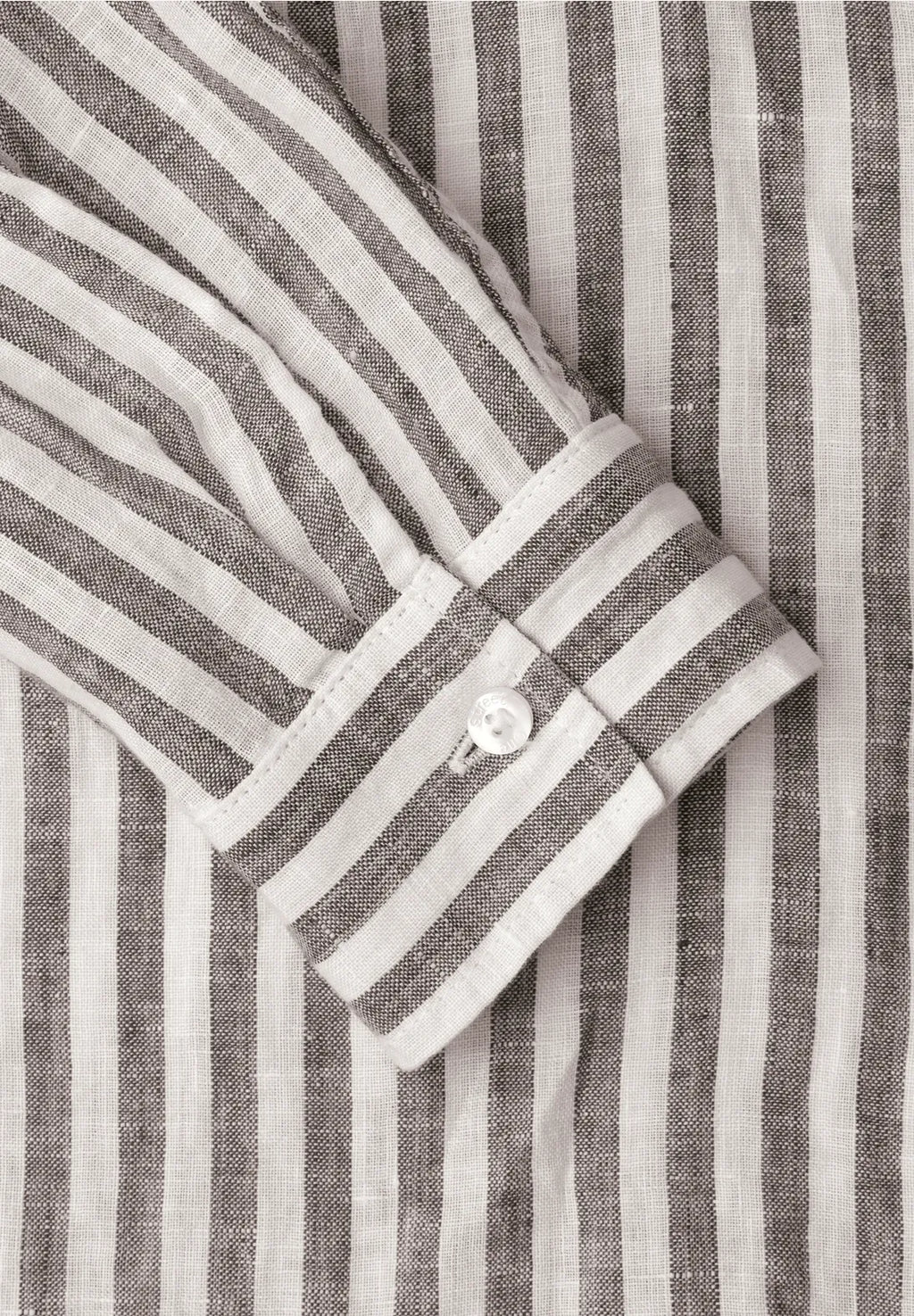 Street One Long Sleeve Linen Shirt Blouse - Brown & White Stripe.