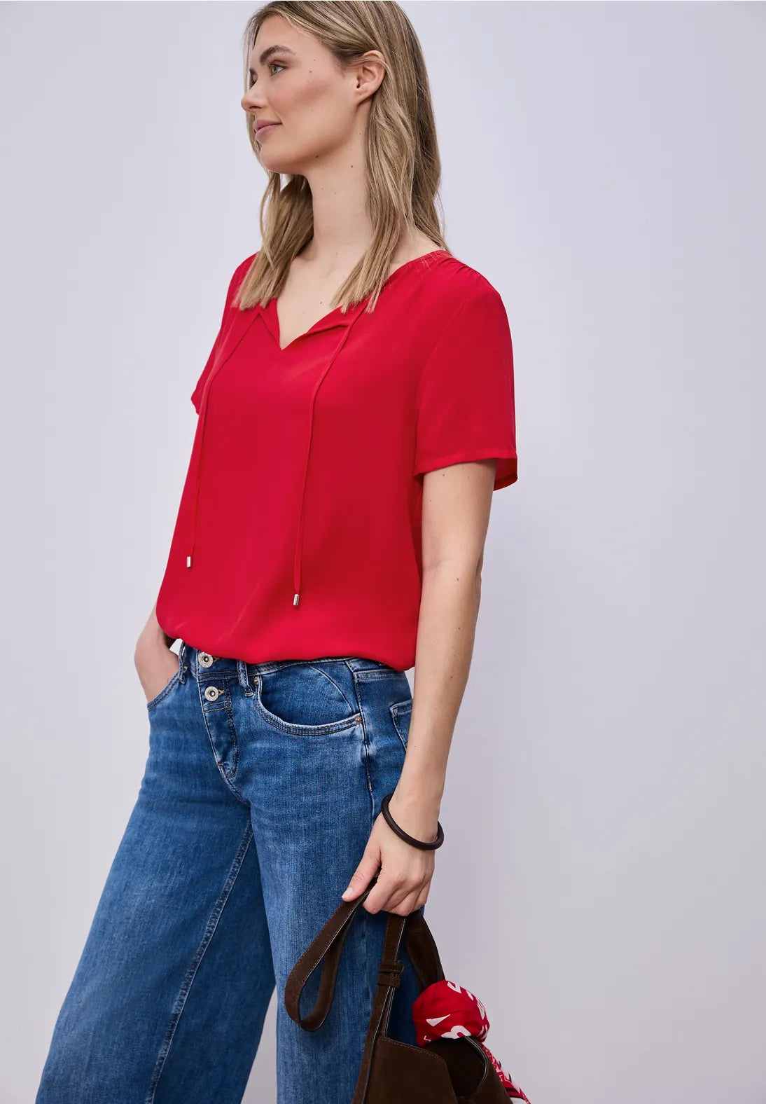 Street One Shirtblouse with String Detail - Salsa Red.