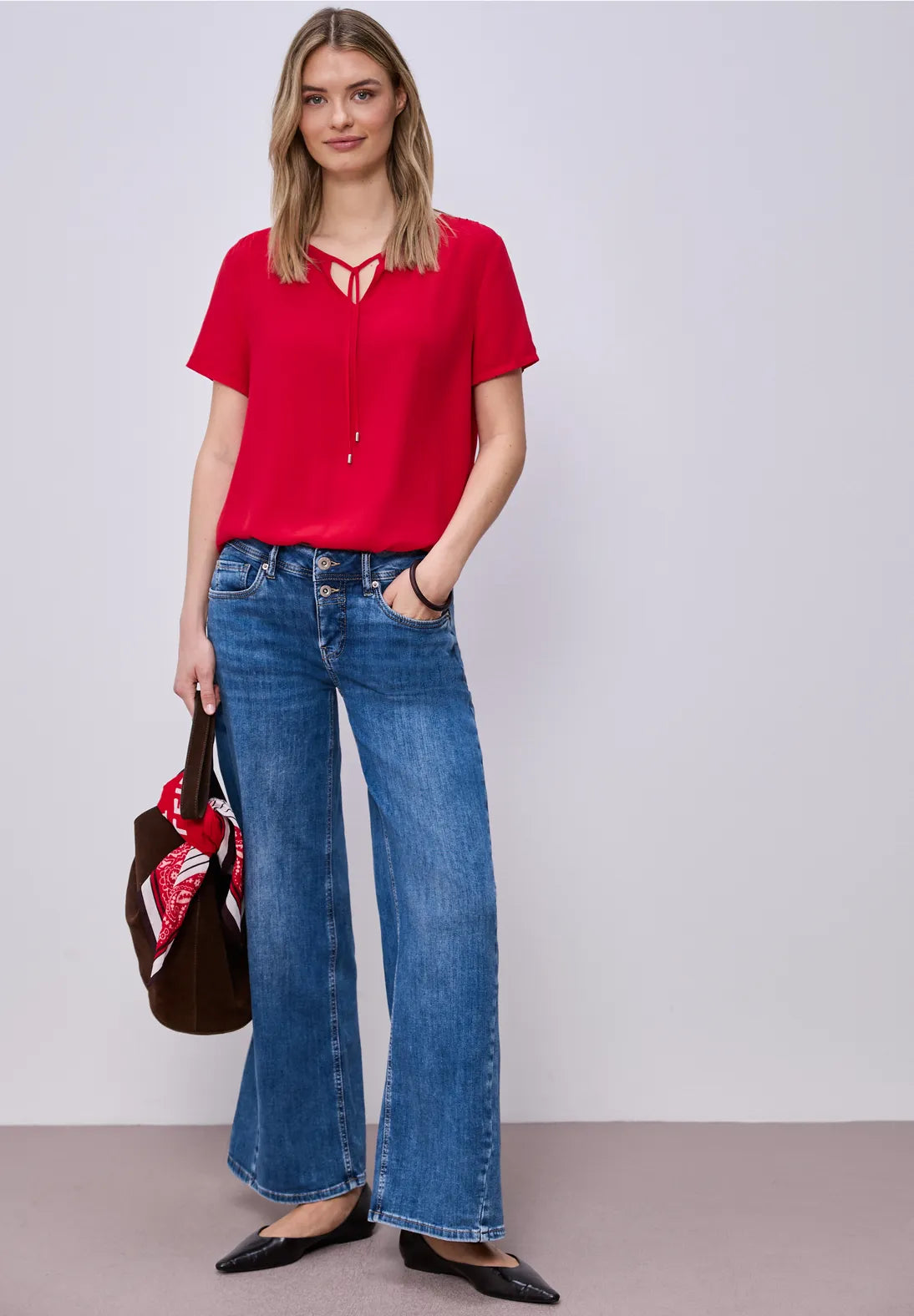 Street One Shirtblouse with String Detail - Salsa Red.