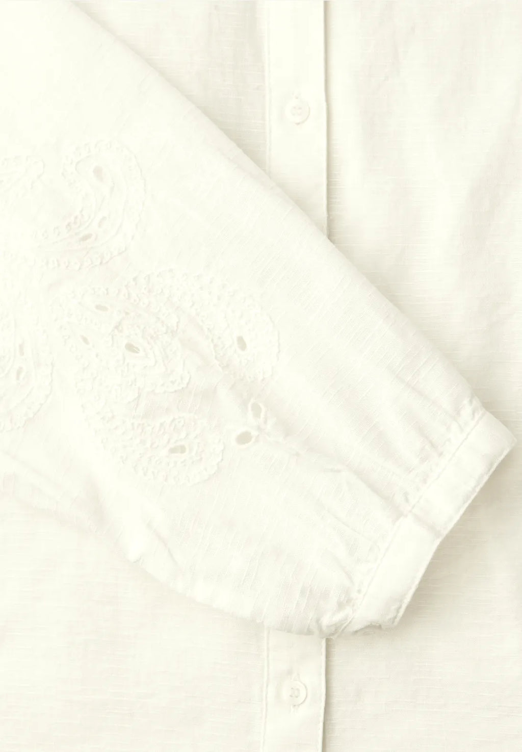 Street One V neck Button Blouse with Embroidery - Off White.