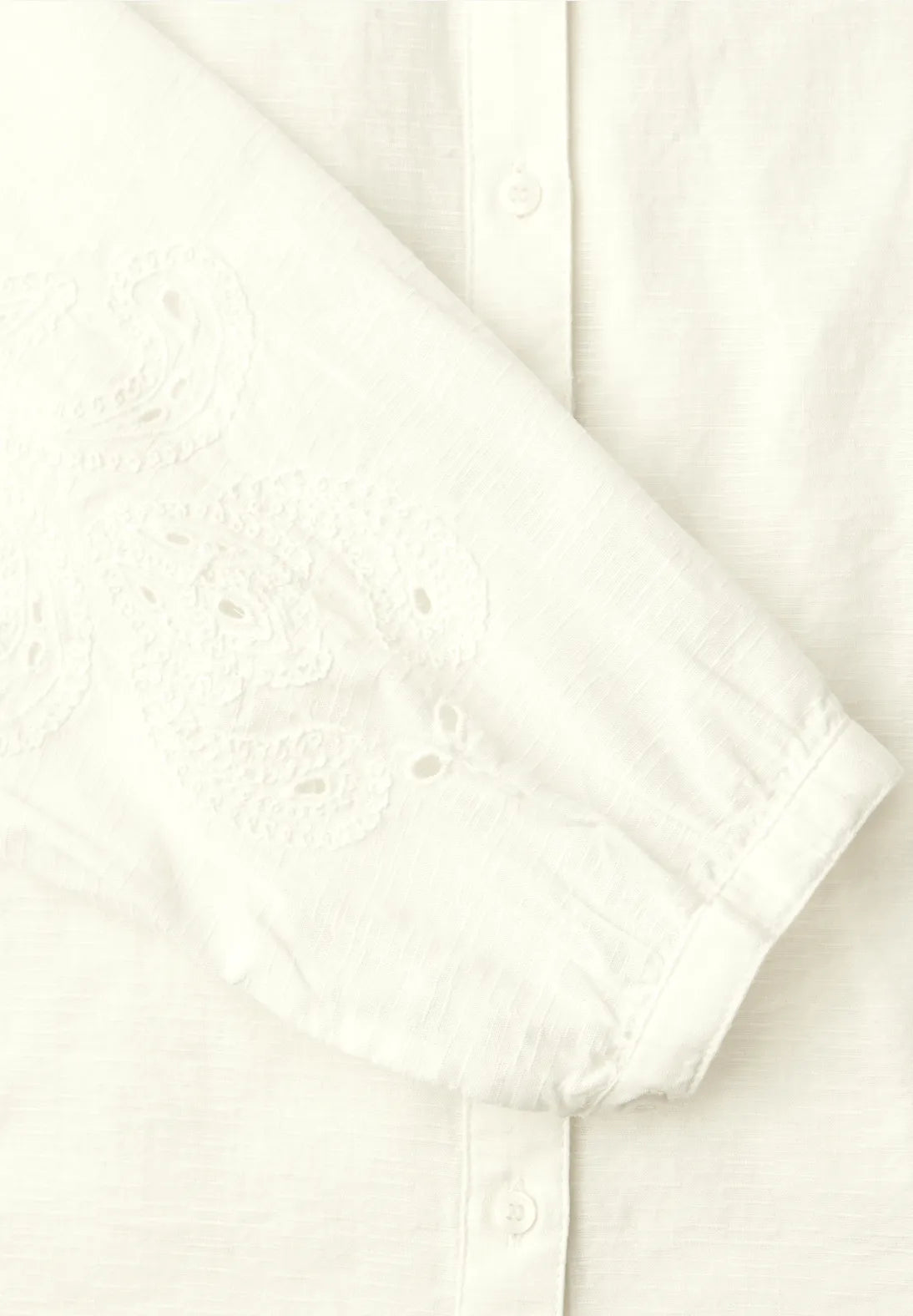 Street One V neck Button Blouse with Embroidery - Off White.