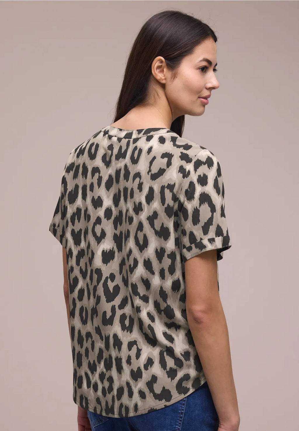 Street One Splitneck Blouse with V - Animal Print