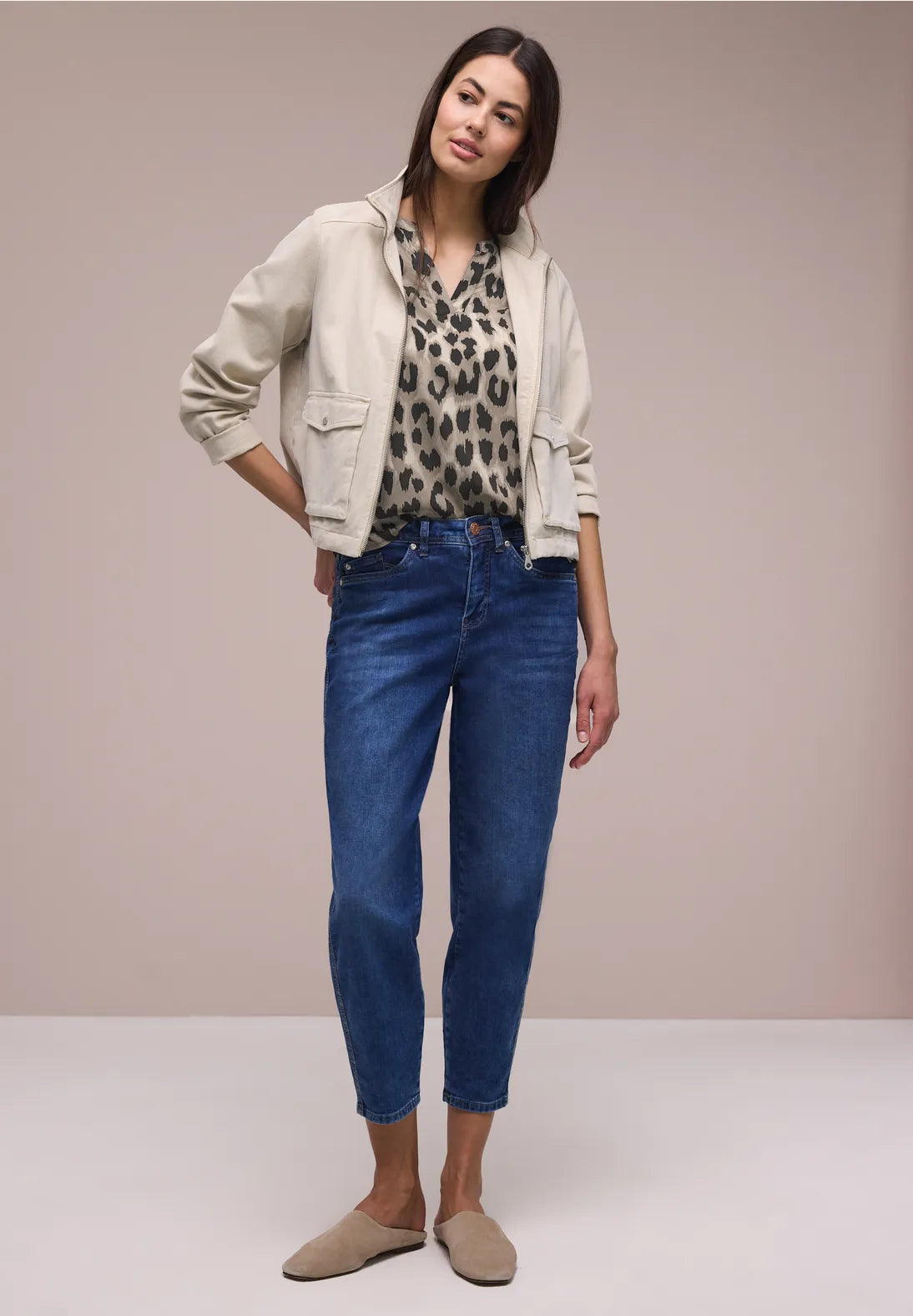 Street One Splitneck Blouse with V - Animal Print