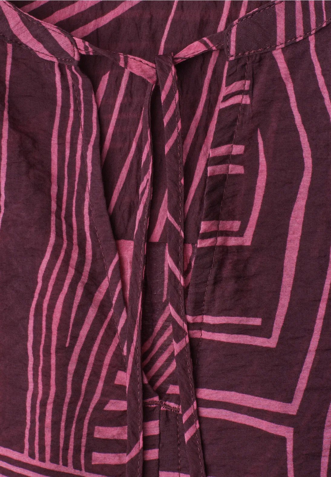 Street One Short Sleeve Blouse with Split Neck & Print - Multi