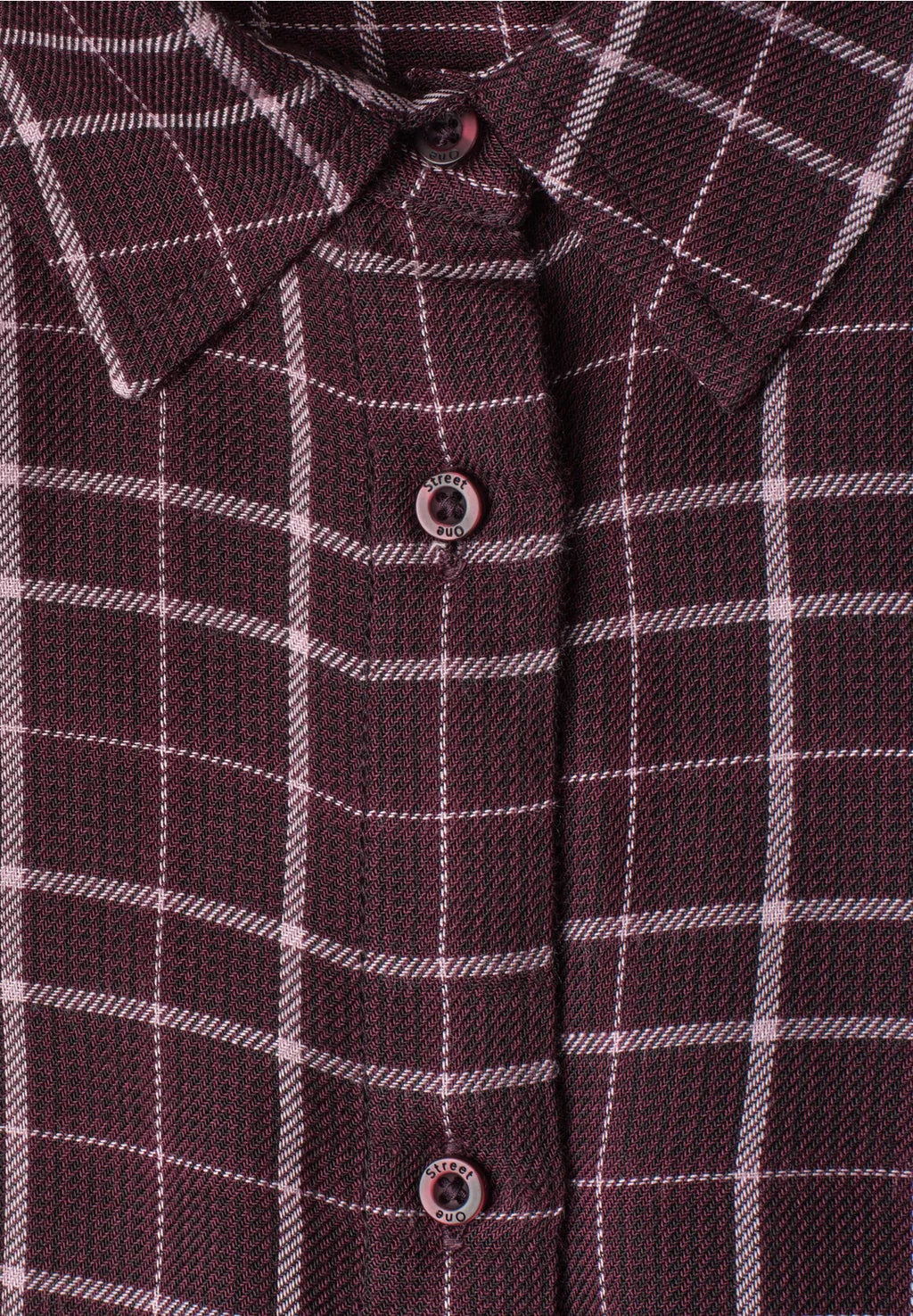 Street One Check Shirt with 2/3 Sleeves - Burgundy Mix.