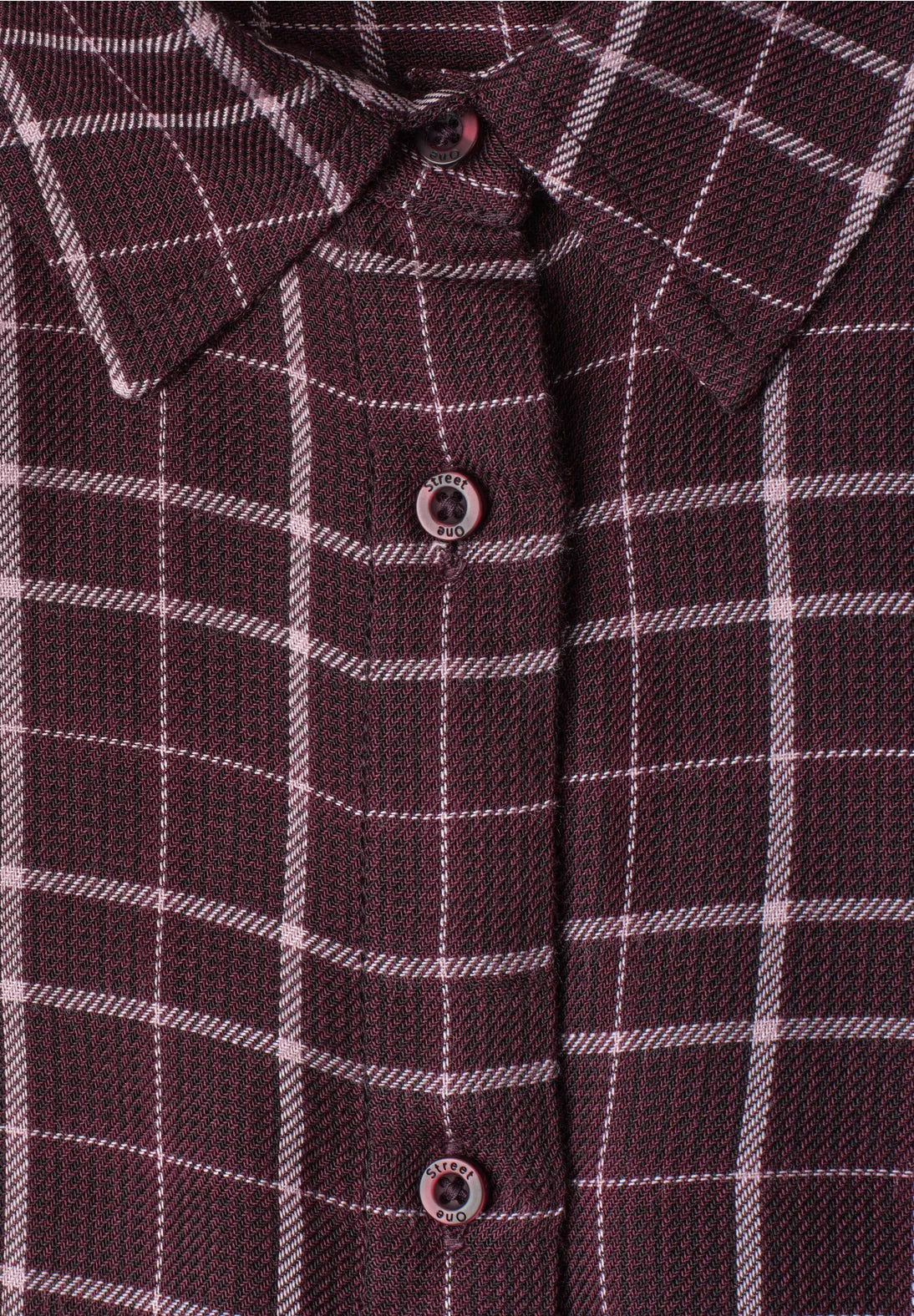 Street One Check Shirt with 2/3 Sleeves - Burgundy Mix.