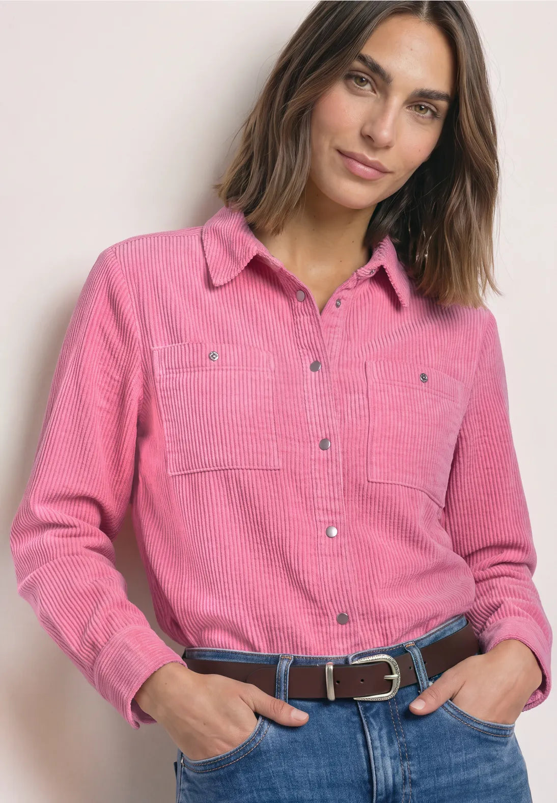 Street One Corduroy Shirt with Pockets - Pink.
