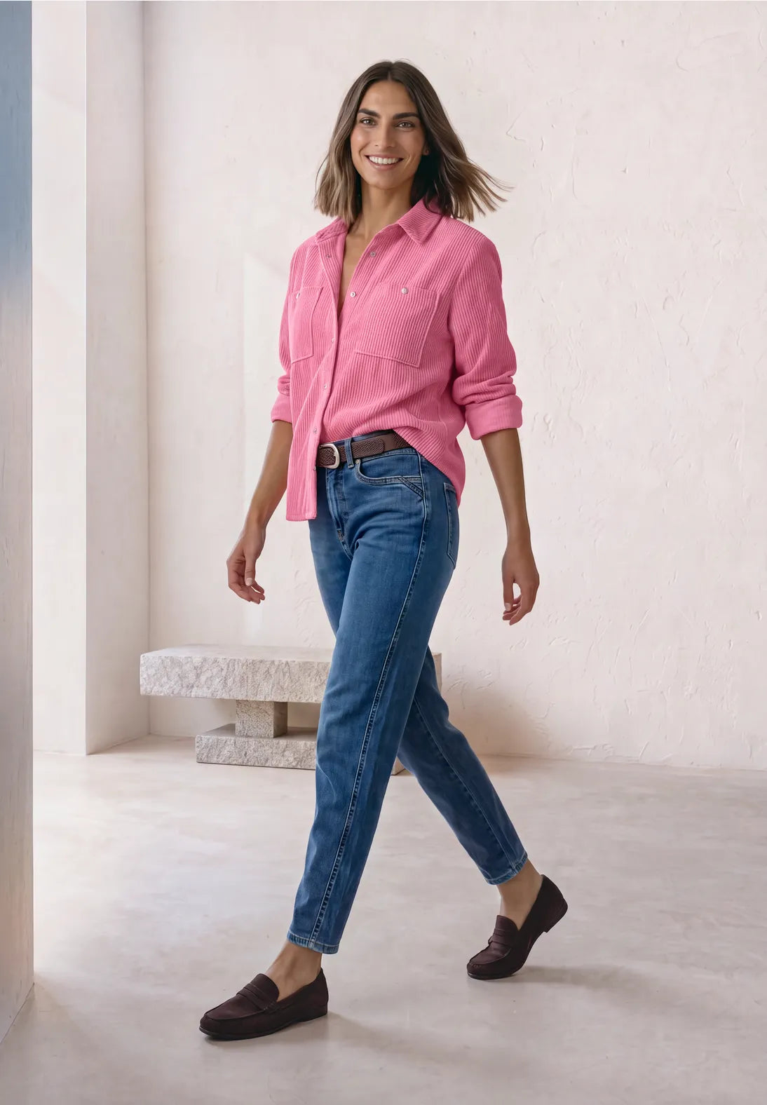 Street One Corduroy Shirt with Pockets - Pink.