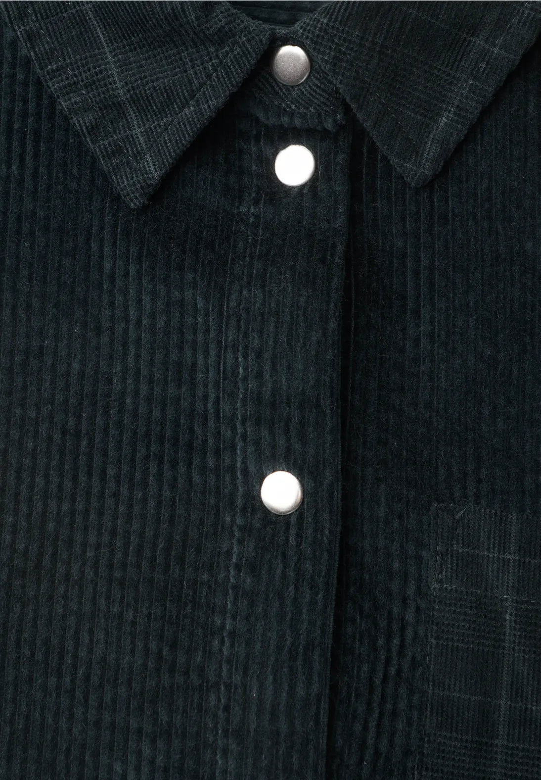 Street One Corduroy Shirt with Contrasting collar & Pocket - Green Mix