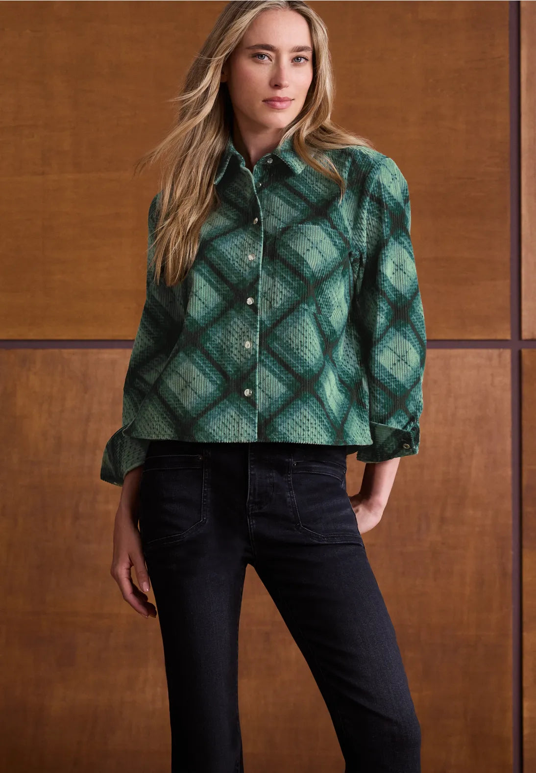 Street One Corduroy Shacket - Green Mix