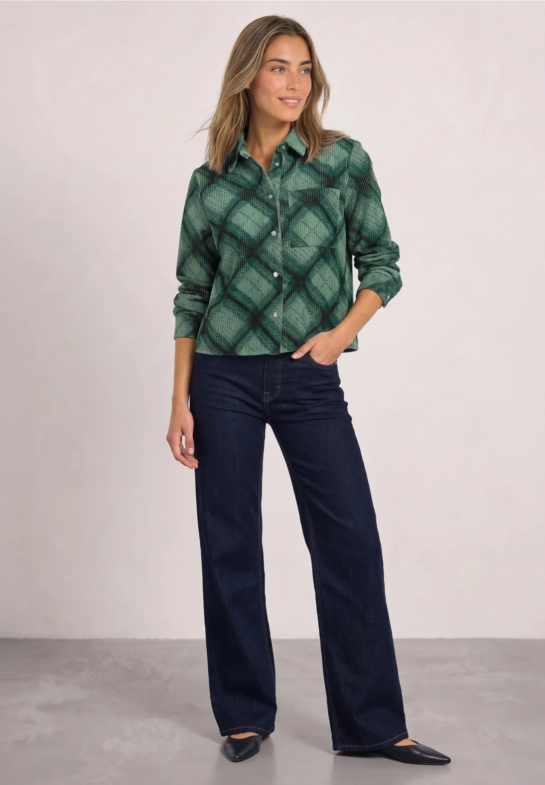 Street One Corduroy Shacket - Green Mix