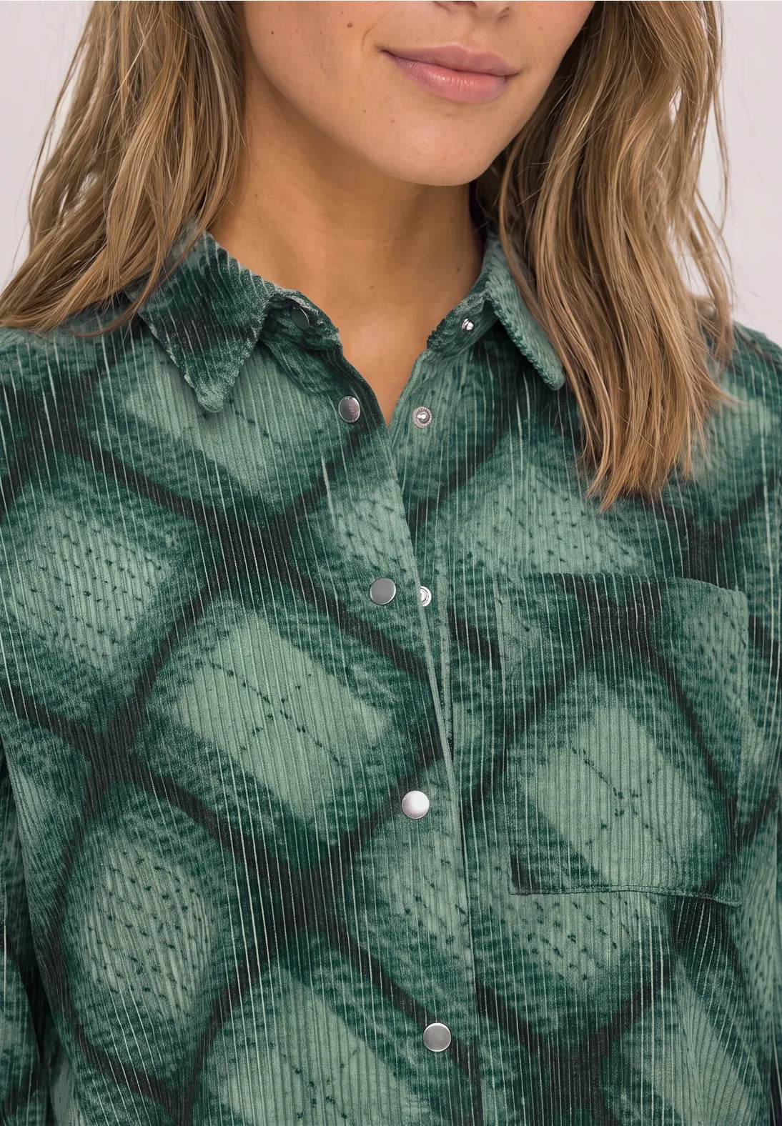 Street One Corduroy Shacket - Green Mix