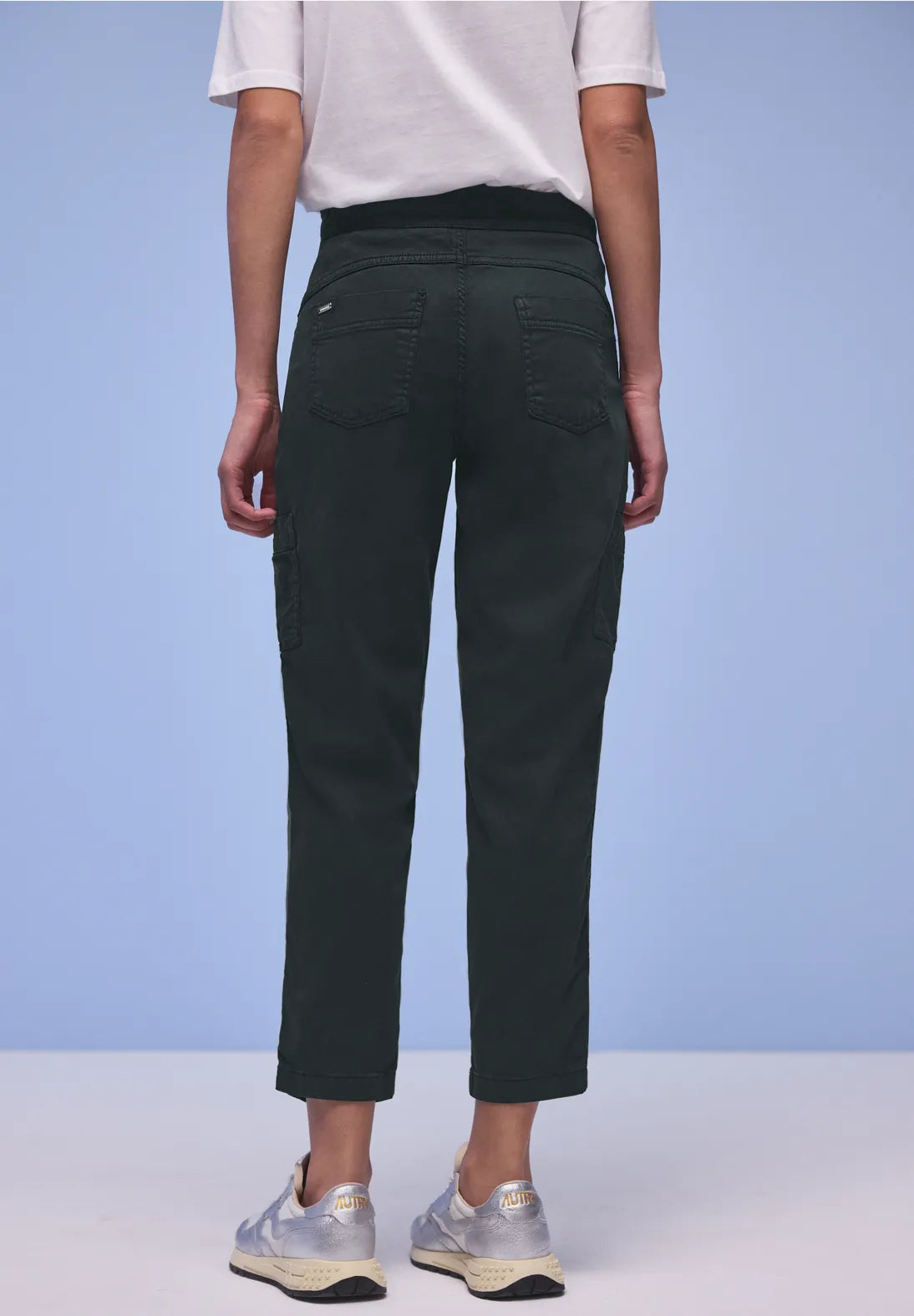 Street One Bonny Cargo Lyocell Trousers - Dark Khaki Green.