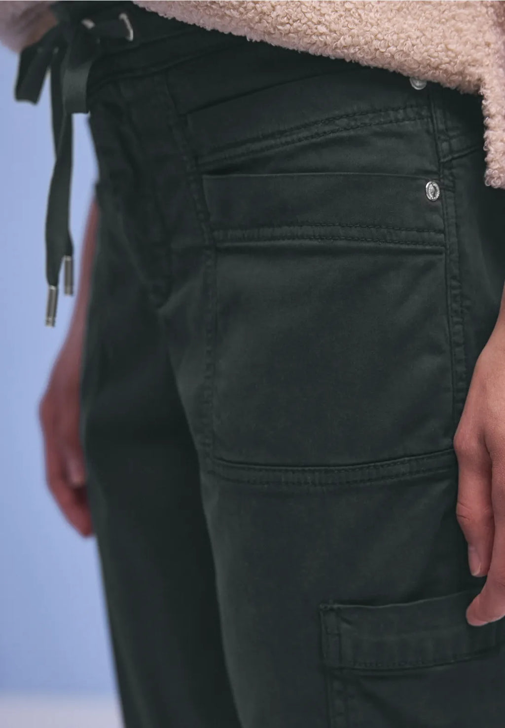 Street One Bonny Cargo Lyocell Trousers - Dark Khaki Green.