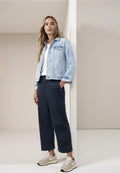 Street One Trousers with Button Detail - Navy.