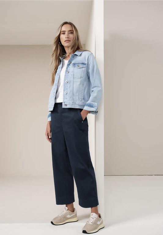 Street One Wide Leg Trousers with Button Detail - Navy.
