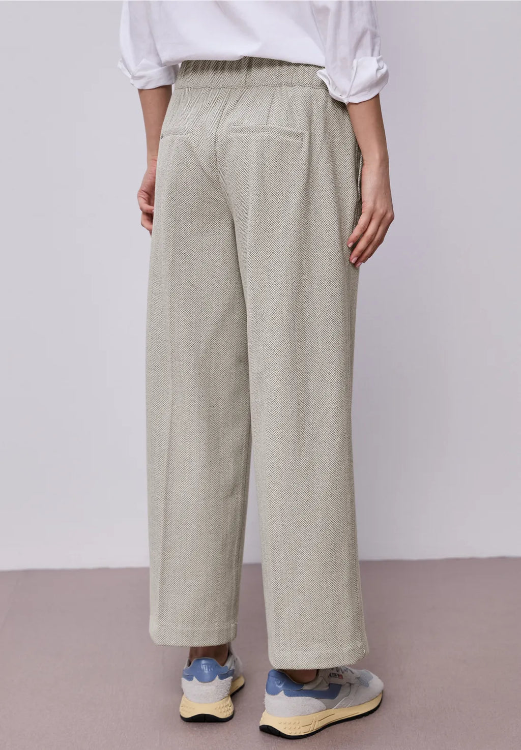 Street One Straight Leg Fishbone Button Down Trousers.