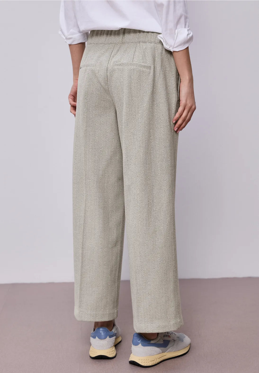 Street One Straight Leg Fishbone Button Down Trousers.