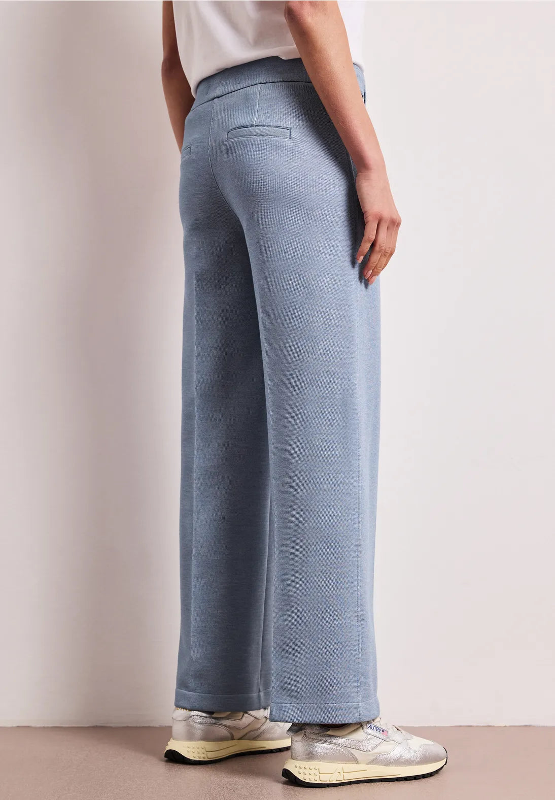 Street One Straight Leg Pique Trouser - Blue.