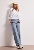 Street One Straight Leg Pique Trouser - Blue.