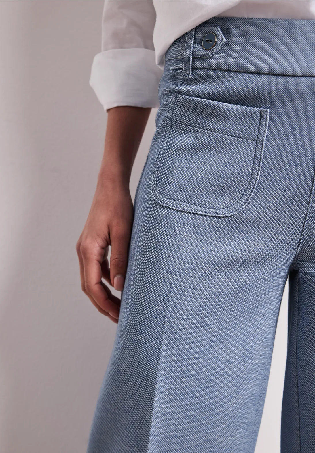 Street One Straight Leg Pique Trouser - Blue.