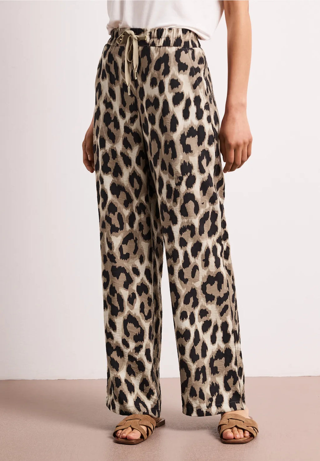 Street One High Waist Trousers Bubbles Twill - Leopard Print.