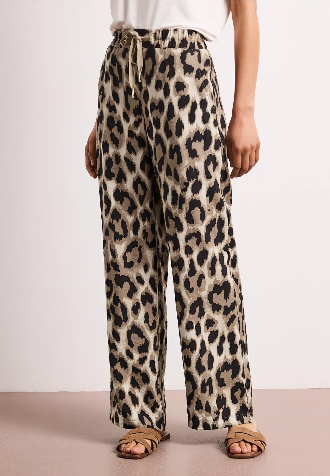 Street One High Waist Trousers Bubbles Twill - Leopard Print.